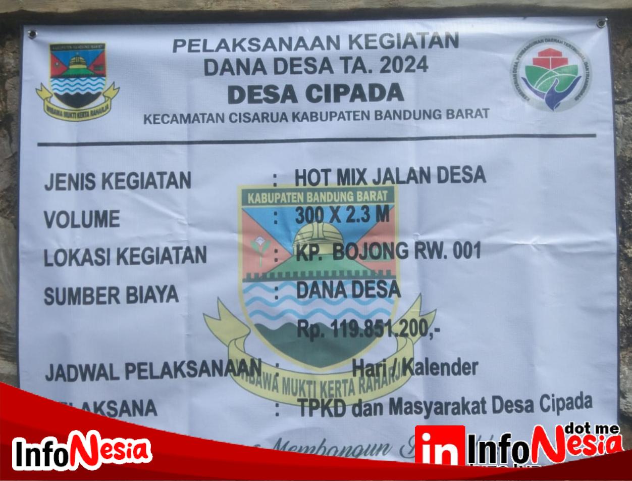 Pemdes Cipada Realisasikan DD Tahun 2024 Pekerjaan Pengaspalan Hot Mix