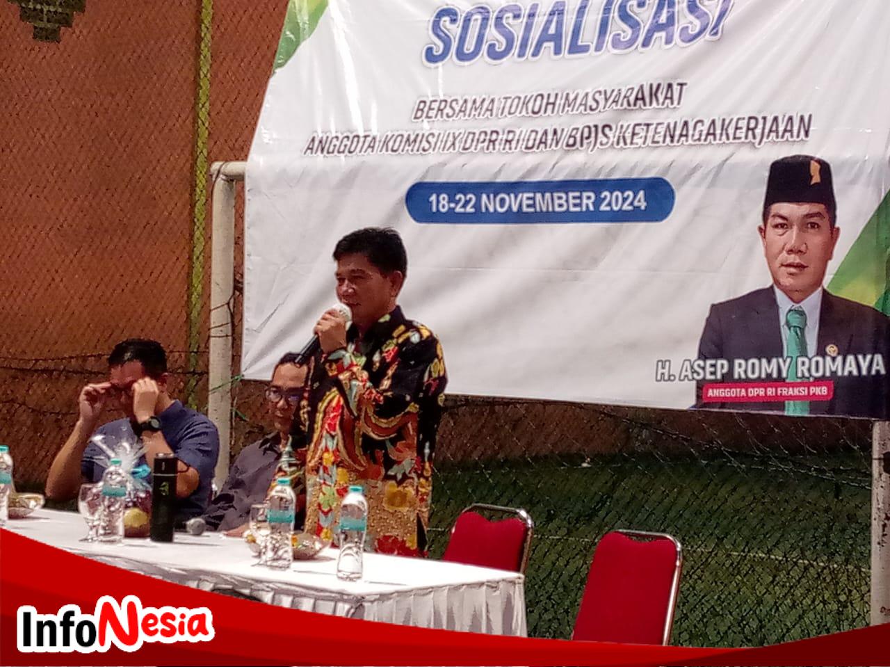 H. Asep Romy Romaya sosialisasikan BPJS, Dukung Program Pemerintah Pentingnya perlindungan jaminan sosial ketenagakerjaan.