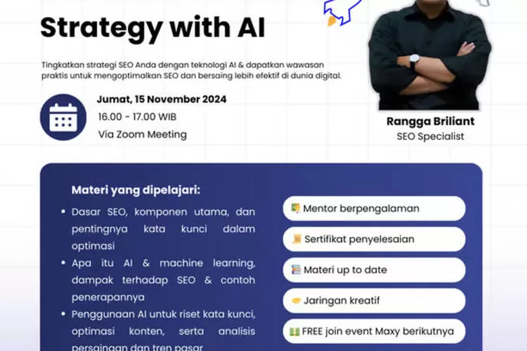 Optimalkan search engine optimization dengan AI, MAXY Academy Gelar Webinar Tanpa biaya